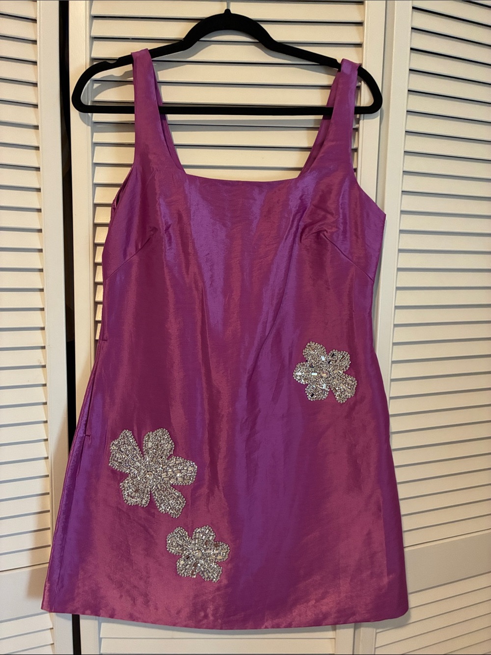 Embellished Violet Sleeveless Mini Dress